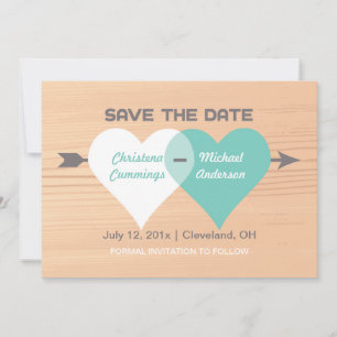 Two hearts Joined Save The Date Card