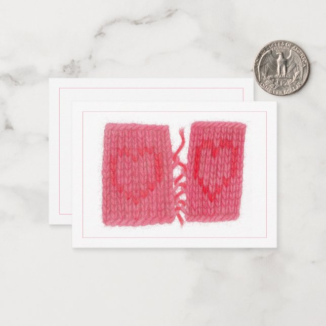 TWO HEARTS KNIT 3.5x2.5 Flat Card  (Front/Back In Situ)