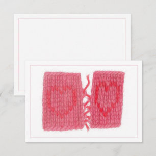 TWO HEARTS KNIT 3.5x5 Flat Card 