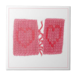 TWO HEARTS KNIT 4.25" Ceramic Tile