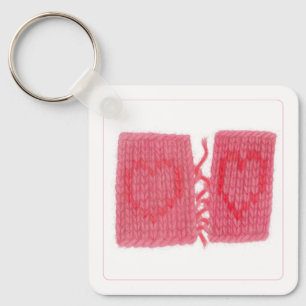 TWO HEARTS KNIT Aluminium Square Keychain