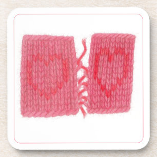 TWO HEARTS KNIT Hard Plastic Coasters