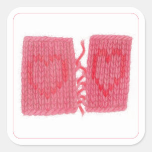 TWO HEARTS KNIT Large Square Stickers
