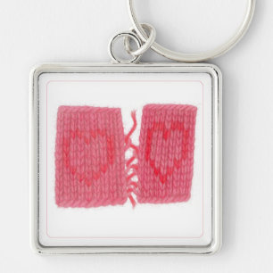 TWO HEARTS KNIT Premium Square Keychain