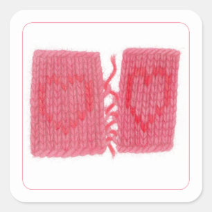 TWO HEARTS KNIT Small Square Stickers 