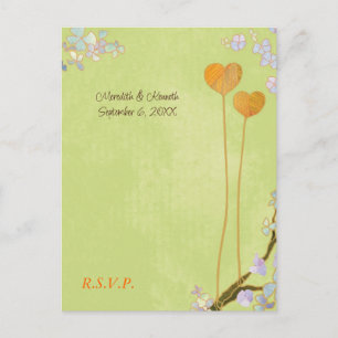 Two Hearts Lime Green Wedding RSVP Invitation Postcard