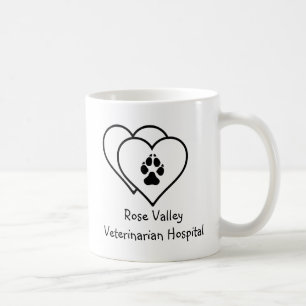 Two Hearts Love Animals Footprint Custom Coffee Mug
