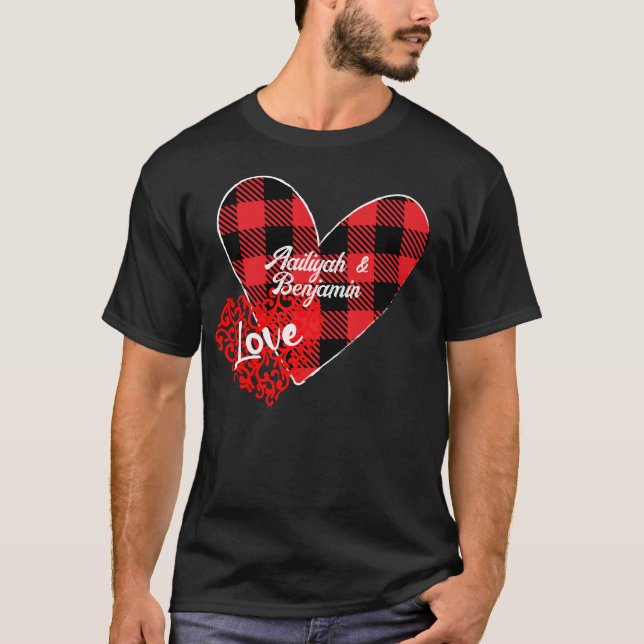 Two hearts Love personalise T-Shirt (Front)