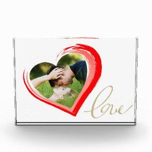 Two Hearts Love Script Valentine`s Day Photo Block