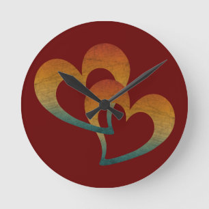 two hearts lover   round clock