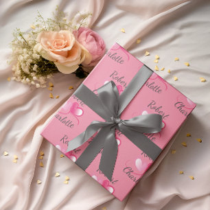 Two Hearts Meet as One customisable Wedding Wrapping Paper
