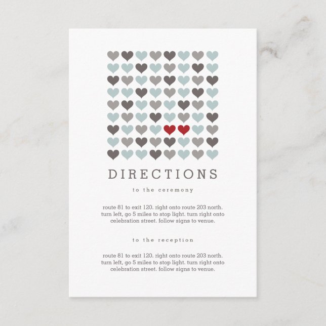 Two Hearts Modern Wedding Directions Insert Card (Front)