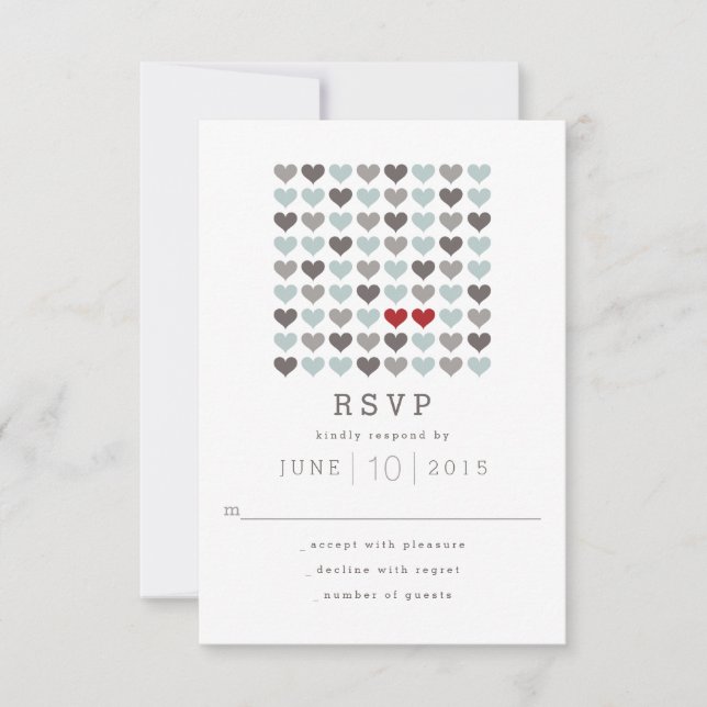 Two Hearts Modern Wedding RSVP Response Card (Front)