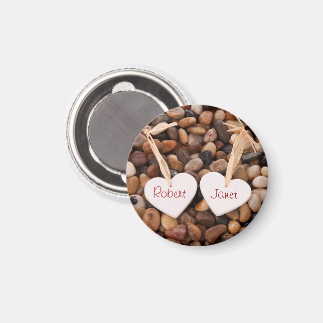 Two Hearts on a Pebble Beach Magnet (Front/Back)