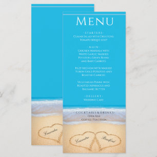 Two hearts on the Beach Wedding menu