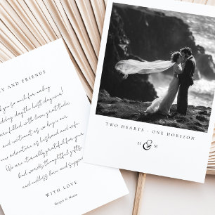 "TWO HEARTS - ONE HORIZON" Photo Thank You Card