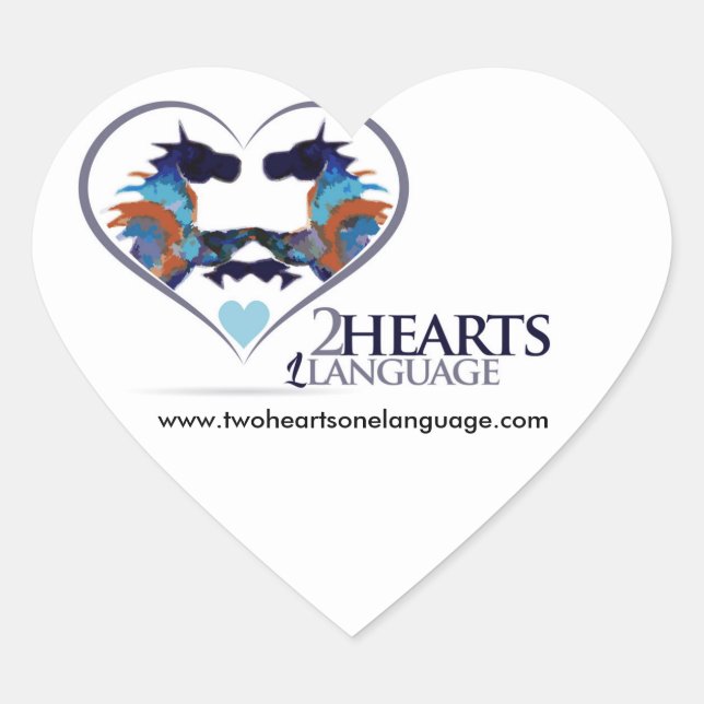 Two Hearts One Language Heart Sticker (Front)