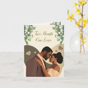 Two Hearts, One Love African American Couple Card