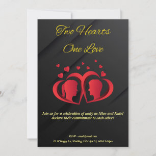 Two Hearts One Love Invitation