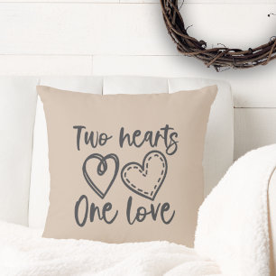 Two Hearts One Love Monogram  Cushion