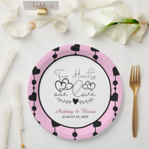 Two Hearts One Love Paper Plate