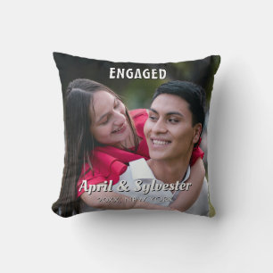 Two Hearts One Love Personalised Engagement Photo  Cushion