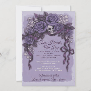 Two Hearts One Love, Purple Gothic Wedding Save The Date