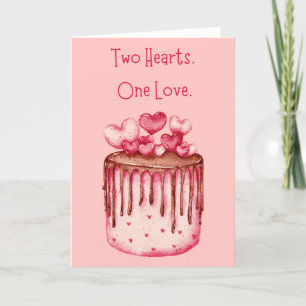 Two Hearts One Love Wedding Cake Greeting Card