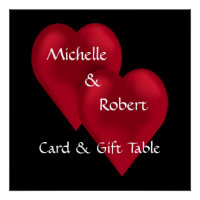 Two Hearts One Love Wedding Gift Table Poster