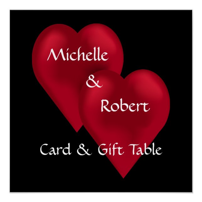 Two Hearts One Love Wedding Gift Table Poster (Front)