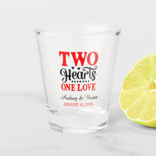 Two Hearts One Love Wedding Keepsake Shot Glass