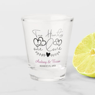 Two Hearts One Love Wedding Keepsake Shot Glass