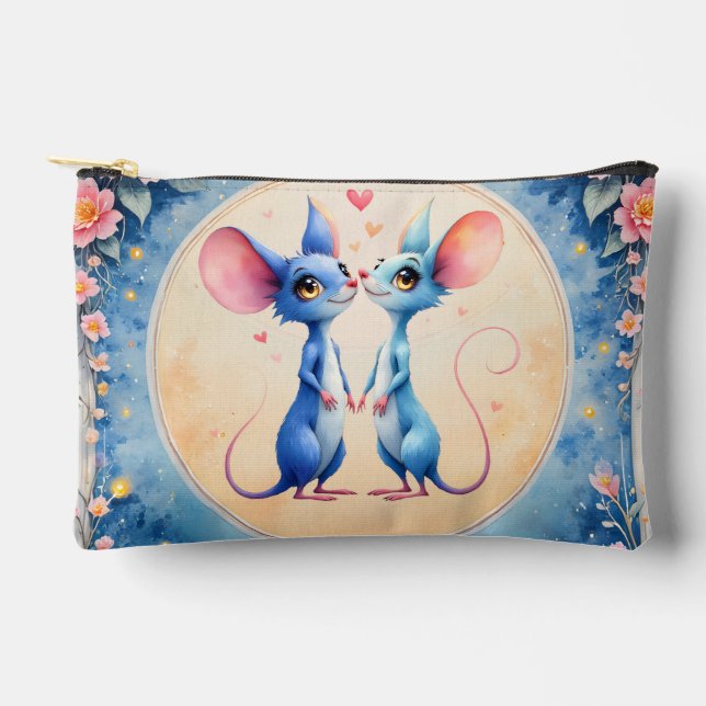 Two Hearts, One Love – Wedding Mice.  Accessory Pouch (Front)