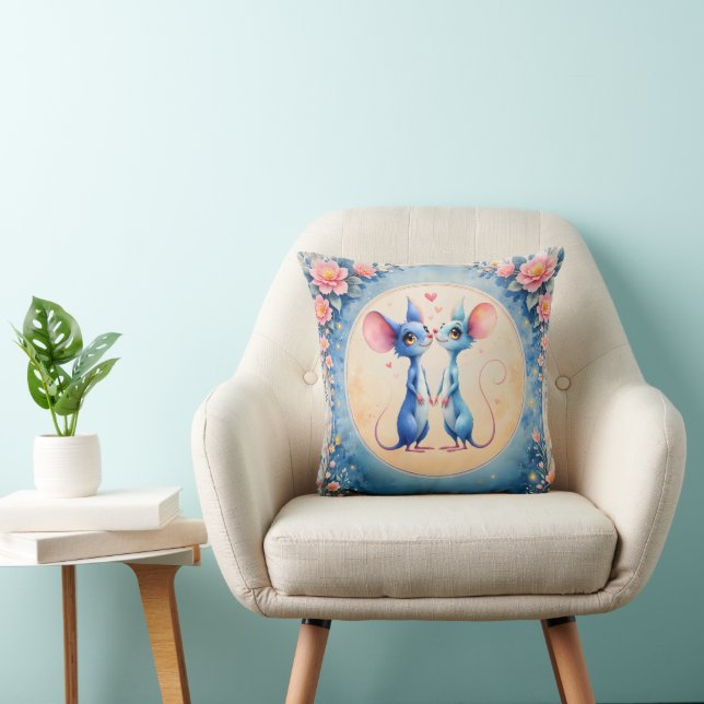 Two Hearts, One Love – Wedding Mice.  Cushion (Chair)