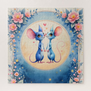Two Hearts, One Love – Wedding Mice. Jigsaw Puzzle