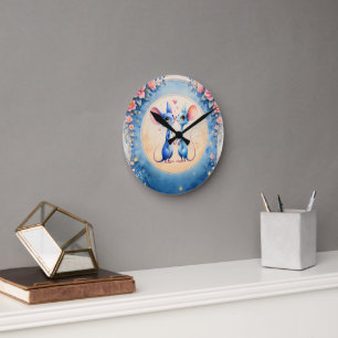 Two Hearts, One Love – Wedding Mice.  Round Clock