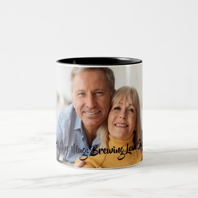 Two Hearts One Mug Valentine's Photo Coffee Mug (Center)