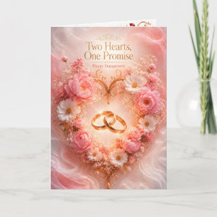 Two Hearts One Promise Engagement Floral Greeting Card