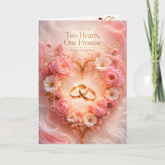 Two Hearts One Promise Engagement Floral Greeting Card