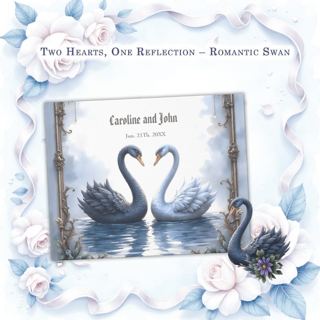 Two Hearts, One Reflection – Romantic Swan Wedding Guest Book (Creator Uploaded)