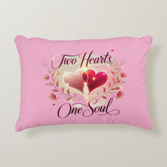 Two Hearts One Soul  Decorative Cushion (Front)