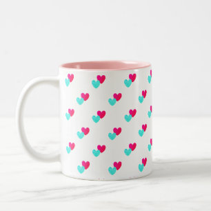Two Hearts Pattern Two-Tone Coffee Mug