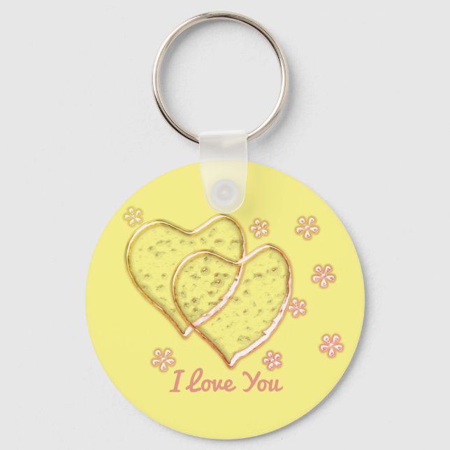two  hearts,romantic wedding.Personalised  Key Ring (Front)