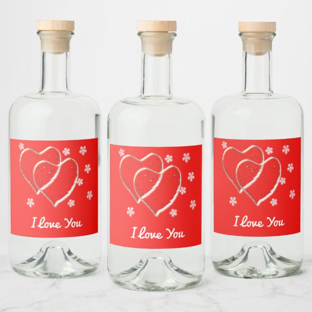 two  hearts,romantic wedding.Personalised Liquor Bottle Label (Bottles)
