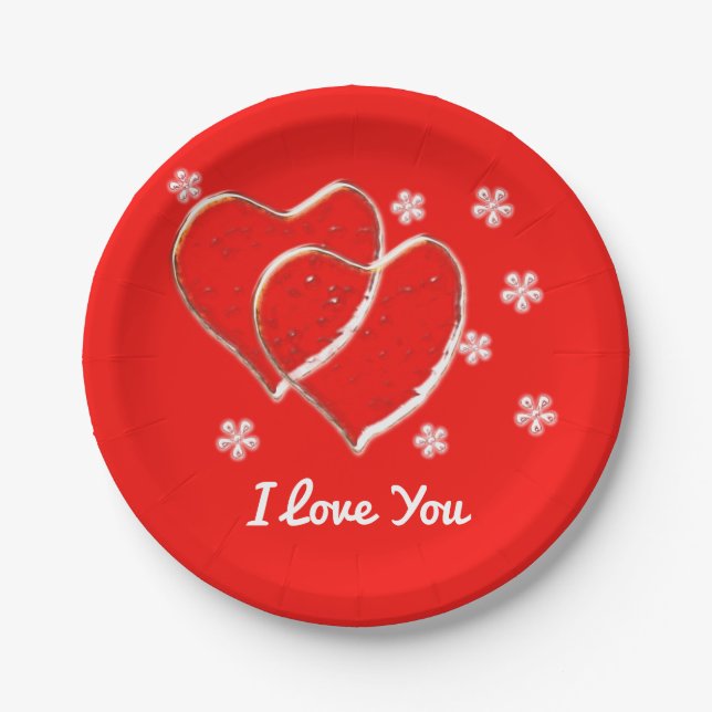 two  hearts,romantic wedding.Personalised Paper Plate (Front)