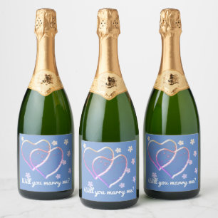 two hearts,romantic wedding.Personalised Sparkling Wine Label