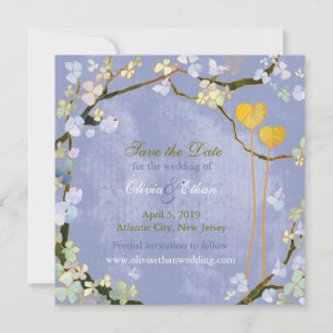 Two Hearts Rustic Blue Wedding Save the Date