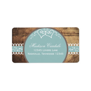 Two Hearts Rustic Wood Wedding Address Labels