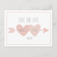 Two Hearts Save The Date Postcard (white)