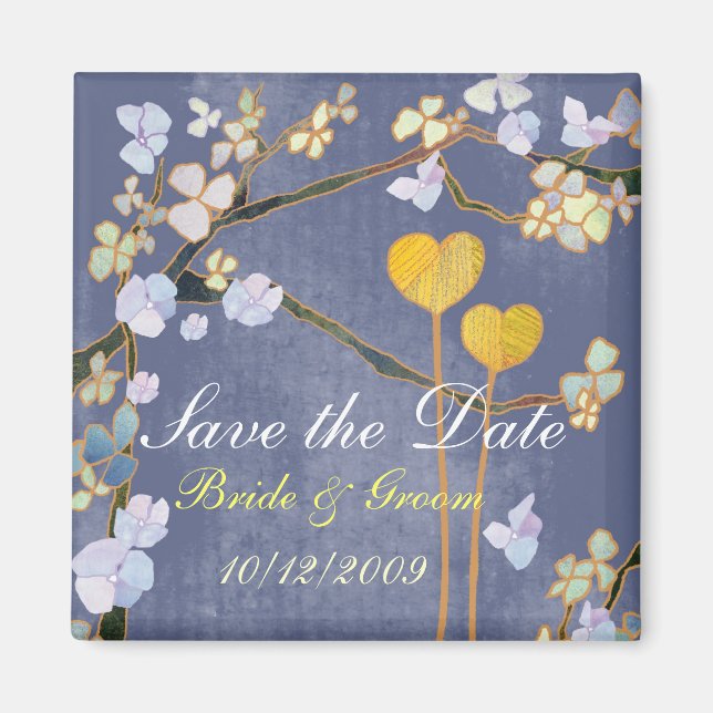 Two Hearts Save the Date Wedding Magnet (Front)